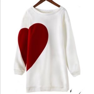NWOT. White sweatshirt with Heart (size16-18)
